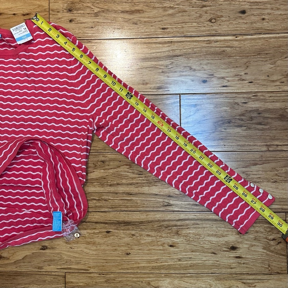 NWT J.McLaughlin Women's Zia Crewneck Scallop Caicos Coral/Wht Stripe Sz‎ XL - Picture 8 of 8